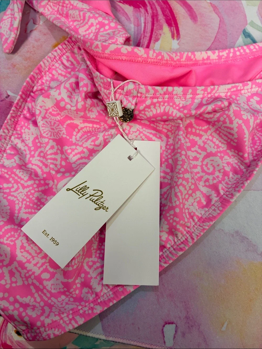Lilly Pulitzer Pink and White Printed Bikini Bottom